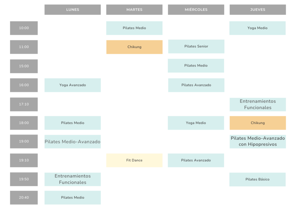 Clases Pilates Clínica Atrium